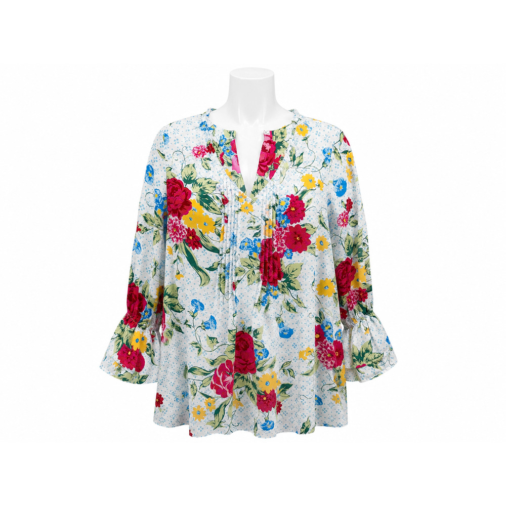 Pioneer Woman Floral Boho Peasant Blouse Cottagecore Prairie Top Womens Small